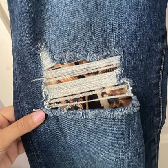 Women’s Kancan destructed jeans with leopard detail - Picture 4 of 6